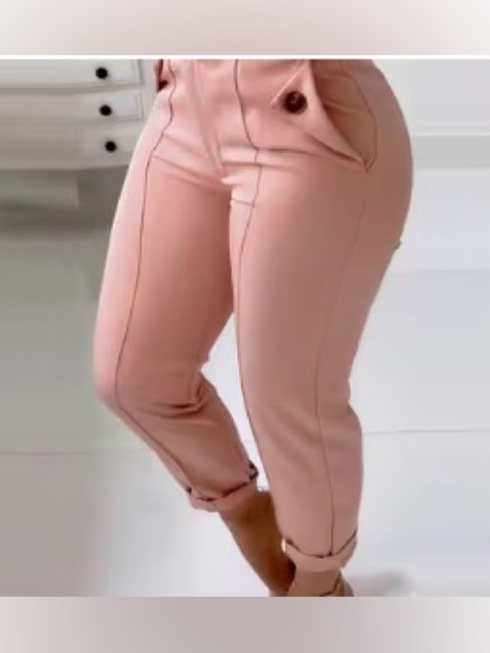 High-Waist Blush Tapered Pants